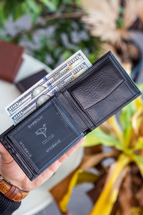 Zoozie Bags Cartera para Hombre de Piel Auténtica con Bloqueo RFID - Negro